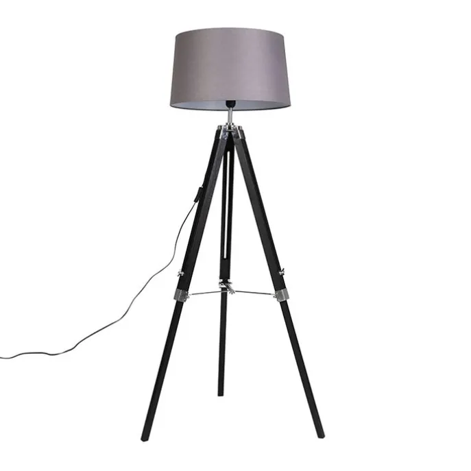 Stehleuchte schwarz mit dunkelgrauem Schirm 45 cm - Tripod