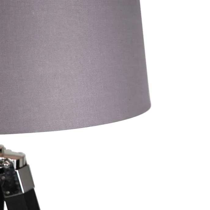 Stehleuchte schwarz mit dunkelgrauem Schirm 45 cm - Tripod