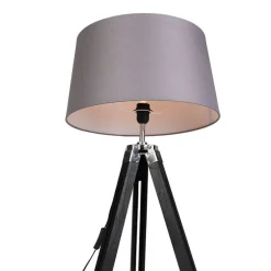 Stehleuchte schwarz mit dunkelgrauem Schirm 45 cm - Tripod