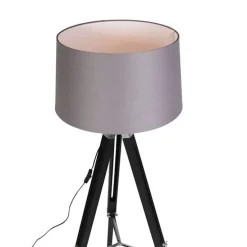 Stehleuchte schwarz mit dunkelgrauem Schirm 45 cm - Tripod