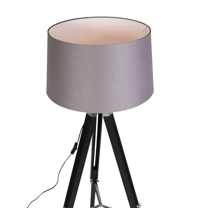 Stehleuchte schwarz mit dunkelgrauem Schirm 45 cm - Tripod