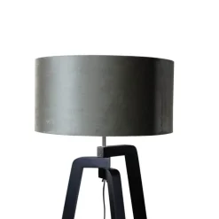 Stehleuchte Schwarz mit Grünem Samt-Schirm 50cm - Puros