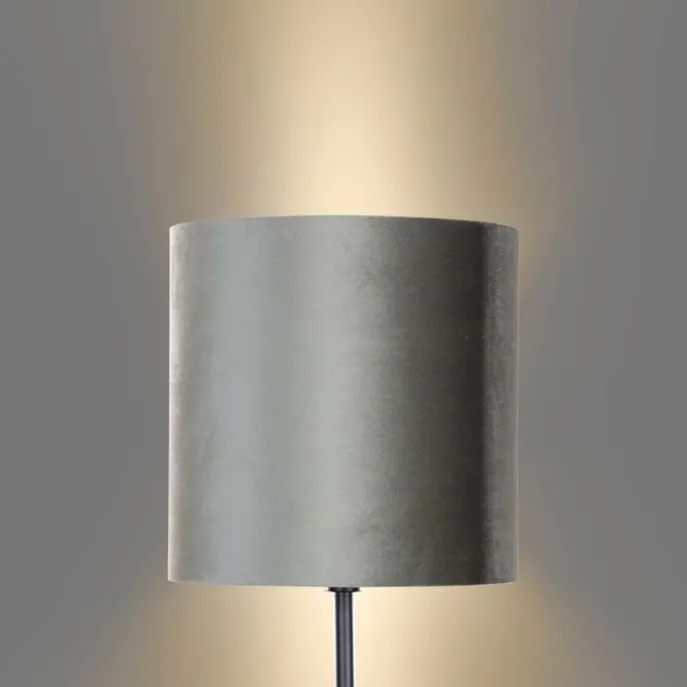 Stehleuchte Schwarz mit Grünem Samt-Schirm 40cm - Simplo