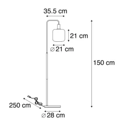 Stehleuchte schwarz mit Gold und Rauchglas inkl. PUCC - Zuzanna