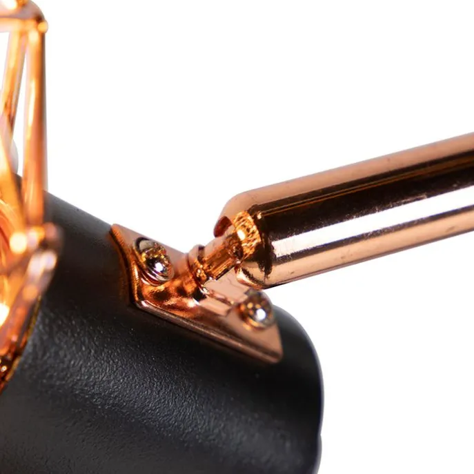 Stehleuchte schwarz mit Kupfer 3-Licht - Mesh