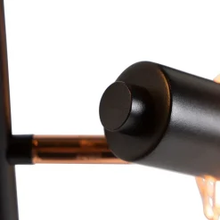 Stehleuchte schwarz mit Kupfer 3-Licht - Mesh