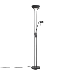 Stehleuchte schwarz mit Leseleuchte inkl. LED und Dimmer - Diva 2