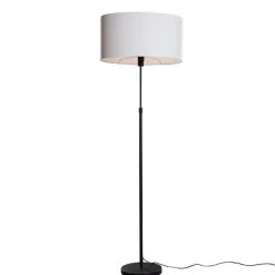 Stehleuchte Schwarz mit ovalem Leinen-Schirm Weiß 50cm - Parte