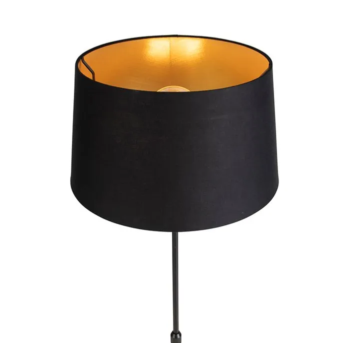 Stehleuchte schwarz mit schwarzem Schirm 35 cm verstellbar - Parte