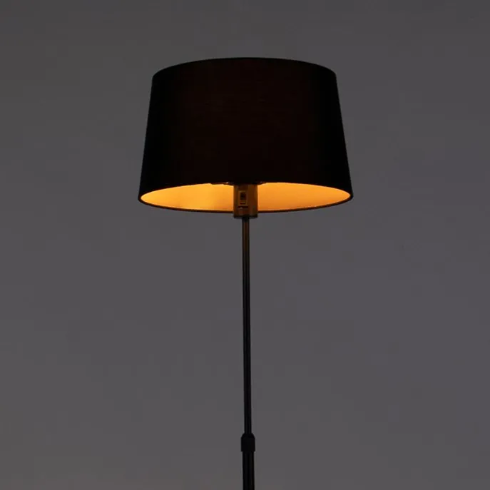 Stehleuchte schwarz mit schwarzem Schirm 35 cm verstellbar - Parte