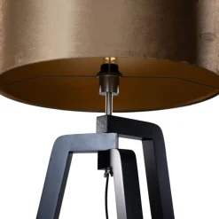 Stehleuchte Schwarz mit Samtschirm Bronze 50cm - Puros