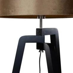 Stehleuchte Schwarz mit Samtschirm Bronze 50cm - Puros