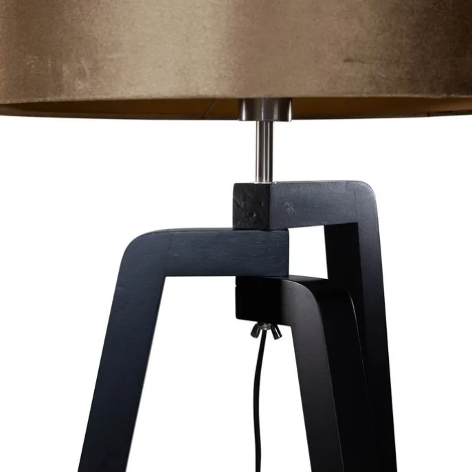 Stehleuchte Schwarz mit Samtschirm Bronze 50cm - Puros