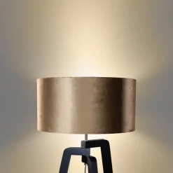 Stehleuchte Schwarz mit Samtschirm Bronze 50cm - Puros