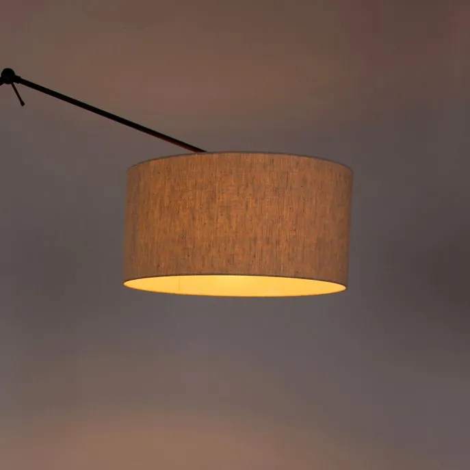 Stehleuchte schwarz mit Schirm hellgrau 50 cm verstellbar - Editor