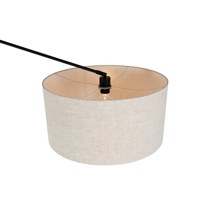 Stehleuchte schwarz mit Schirm hellgrau 50 cm verstellbar - Editor