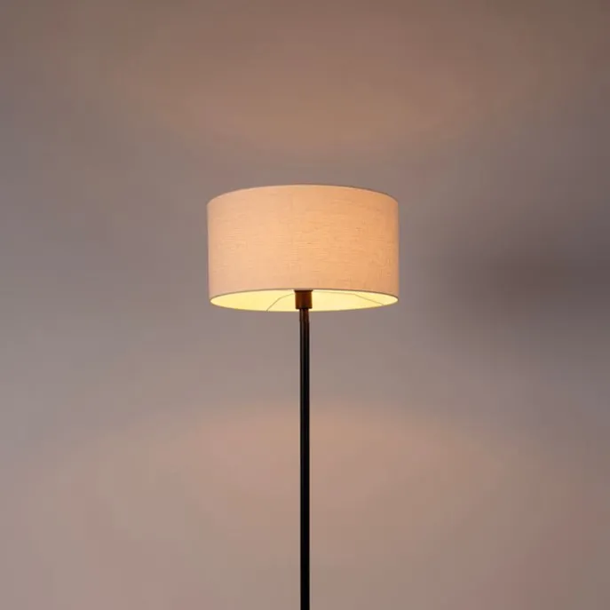 Stehleuchte schwarz mit Schirm weiß 50 cm - Simplo