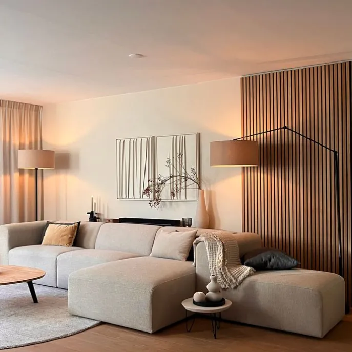 Stehleuchte schwarz mit Schirm hellbraun 50 cm verstellbar - Editor