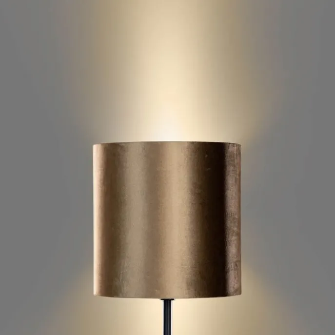 Stehleuchte Schwarz mit Samtschirm Bronze 40cm - Simplo
