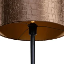 Stehleuchte Schwarz mit Samt-Schirm Krokodil 40cm - Simplo