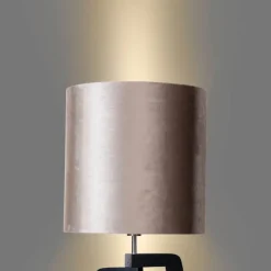 Stehleuchte Schwarz mit Taupe Samt Lampenschirm 50cm - Puros