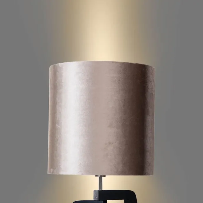 Stehleuchte Schwarz mit Taupe Samt Lampenschirm 50cm - Puros