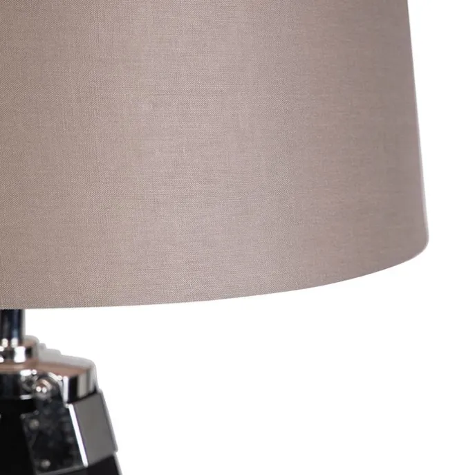 Stehleuchte schwarz mit taupe Leinenschirm 45 cm - Tripod