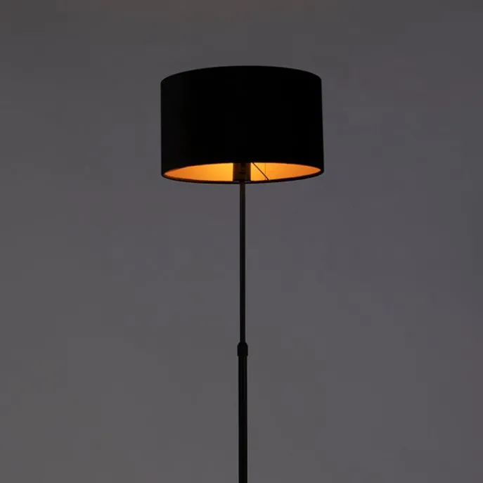 Stehleuchte schwarz mit Veloursschirm schwarz mit Gold 35 cm - Parte
