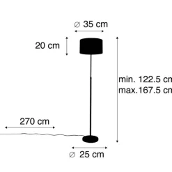 Stehleuchte schwarz mit Veloursschirm Blüten 35 cm - Parte