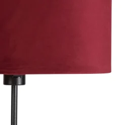 Stehleuchte schwarz mit Veloursschirm rot mit Gold 35 cm - Parte