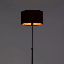 Stehleuchte schwarz mit Veloursschirm rot mit Gold 35 cm - Parte