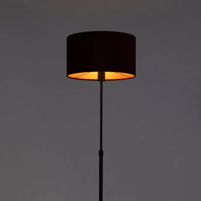 Stehleuchte schwarz mit Veloursschirm rot mit Gold 35 cm - Parte