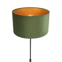 Stehleuchte schwarz mit Veloursschirm grün mit Gold 35 cm - Parte