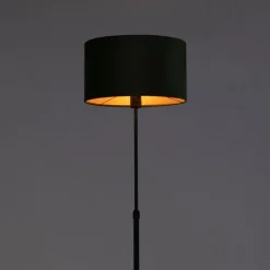 Stehleuchte schwarz mit Veloursschirm grün mit Gold 35 cm - Parte
