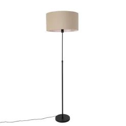 Stehleuchte schwarz verstellbar mit Schirm hellbraun 50 cm - Parte