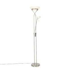 Stehleuchte Stahl inkl. LED und Dimmer mit Leselampe - Empoli