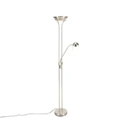 Stehleuchte Stahl mit Leselampe inkl. LED und Dimmer - Diva