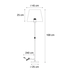 Stehleuchte Stahl mit schwarzem Lampenschirm 45 cm höhenverstellbar - Parte