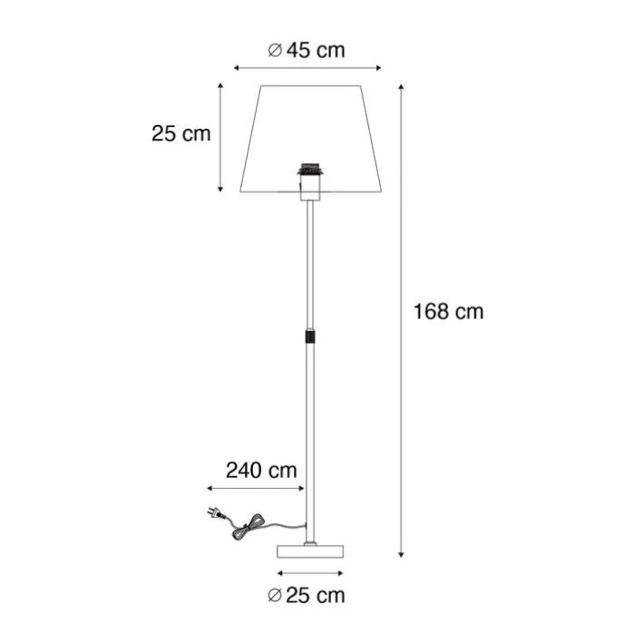 Stehleuchte Stahl mit schwarzem Lampenschirm 45 cm höhenverstellbar - Parte