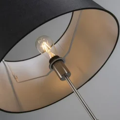 Stehleuchte Stahl mit schwarzem Lampenschirm 45 cm höhenverstellbar - Parte