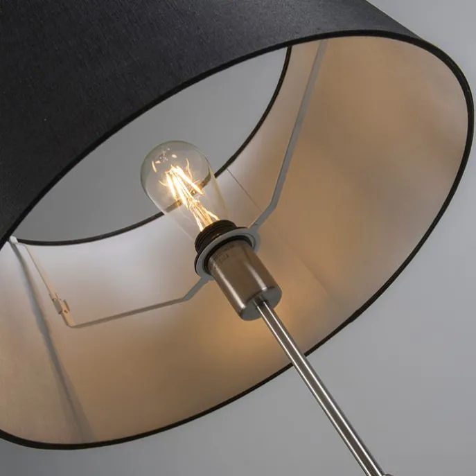Stehleuchte Stahl mit schwarzem Lampenschirm 45 cm höhenverstellbar - Parte