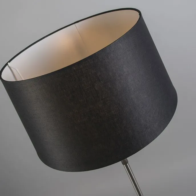 Stehleuchte Stahl mit schwarzem Lampenschirm 45 cm höhenverstellbar - Parte