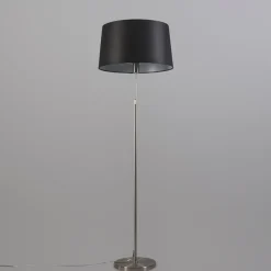 Stehleuchte Stahl mit schwarzem Lampenschirm 45 cm höhenverstellbar - Parte