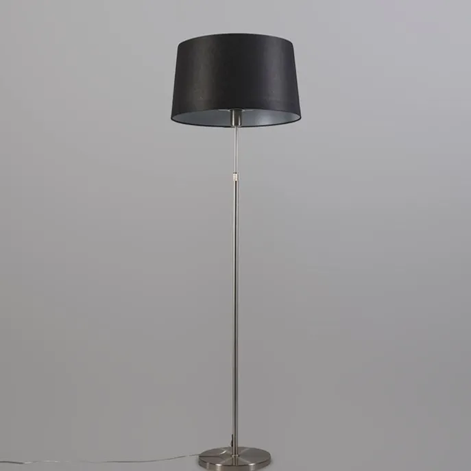 Stehleuchte Stahl mit schwarzem Lampenschirm 45 cm höhenverstellbar - Parte