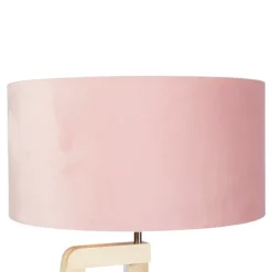 Stehleuchte Stativ Holz mit rosa Veloursschirm 50 cm - Puros