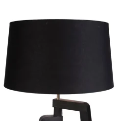 Stehleuchte Stativ mit Baumwollschirm schwarz mit Gold 50 cm - Puros