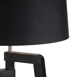 Stehleuchte Stativ mit Baumwollschirm schwarz mit Gold 50 cm - Puros