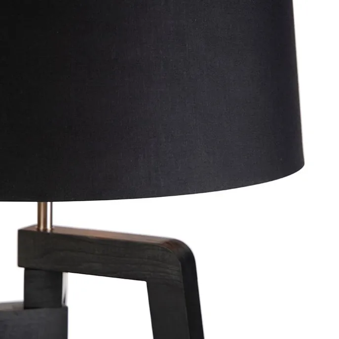 Stehleuchte Stativ mit Baumwollschirm schwarz mit Gold 50 cm - Puros