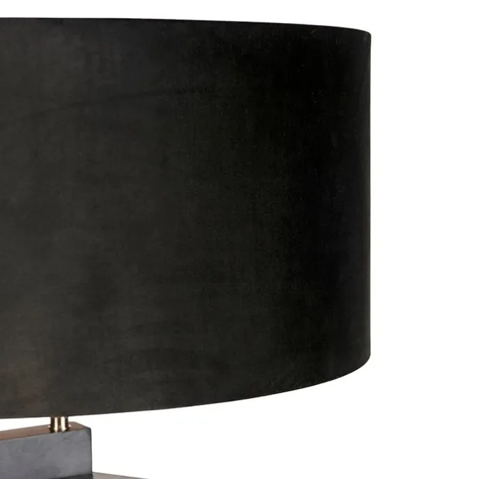 Stehleuchte Stativ schwarz Holz mit schwarzem Schirm 50 cm - Puros