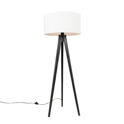 Stehleuchte Stativ schwarz mit Schirm weiß 50 cm - Tripod Classic